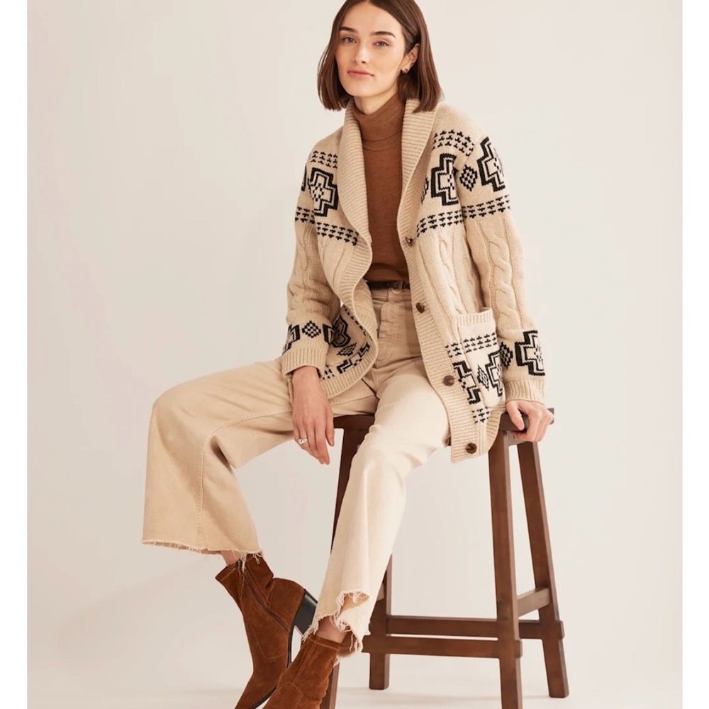 Iconic Pendleton Harding Lambswool Cable Cardigan… - image 2